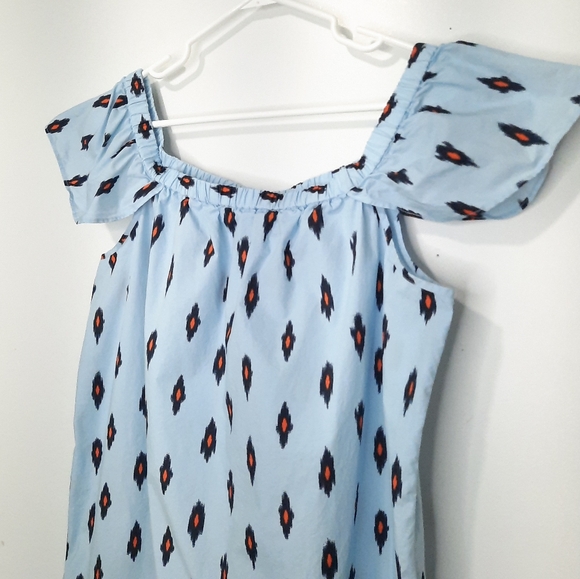 J Crew Off The Shoulder Dress Ikat Print Cotton Poplin Coastal Womens Size XL - Picture 9 of 9